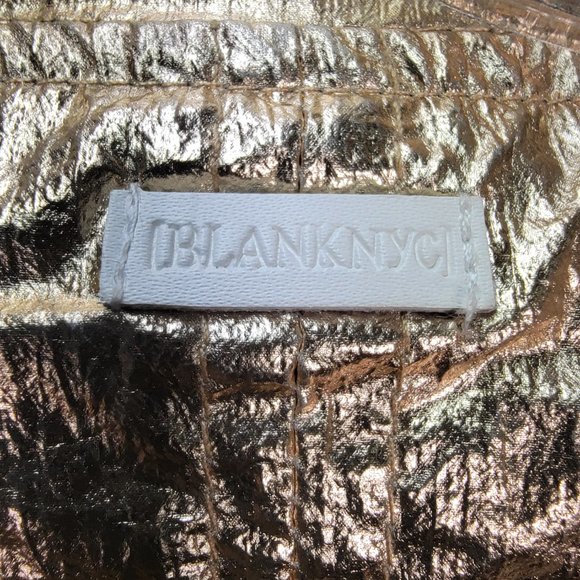 BLANK NYC Reversible Copper Gold Hooded Metallic Good Vibrations Bomber Jacket - Picture 14 of 16